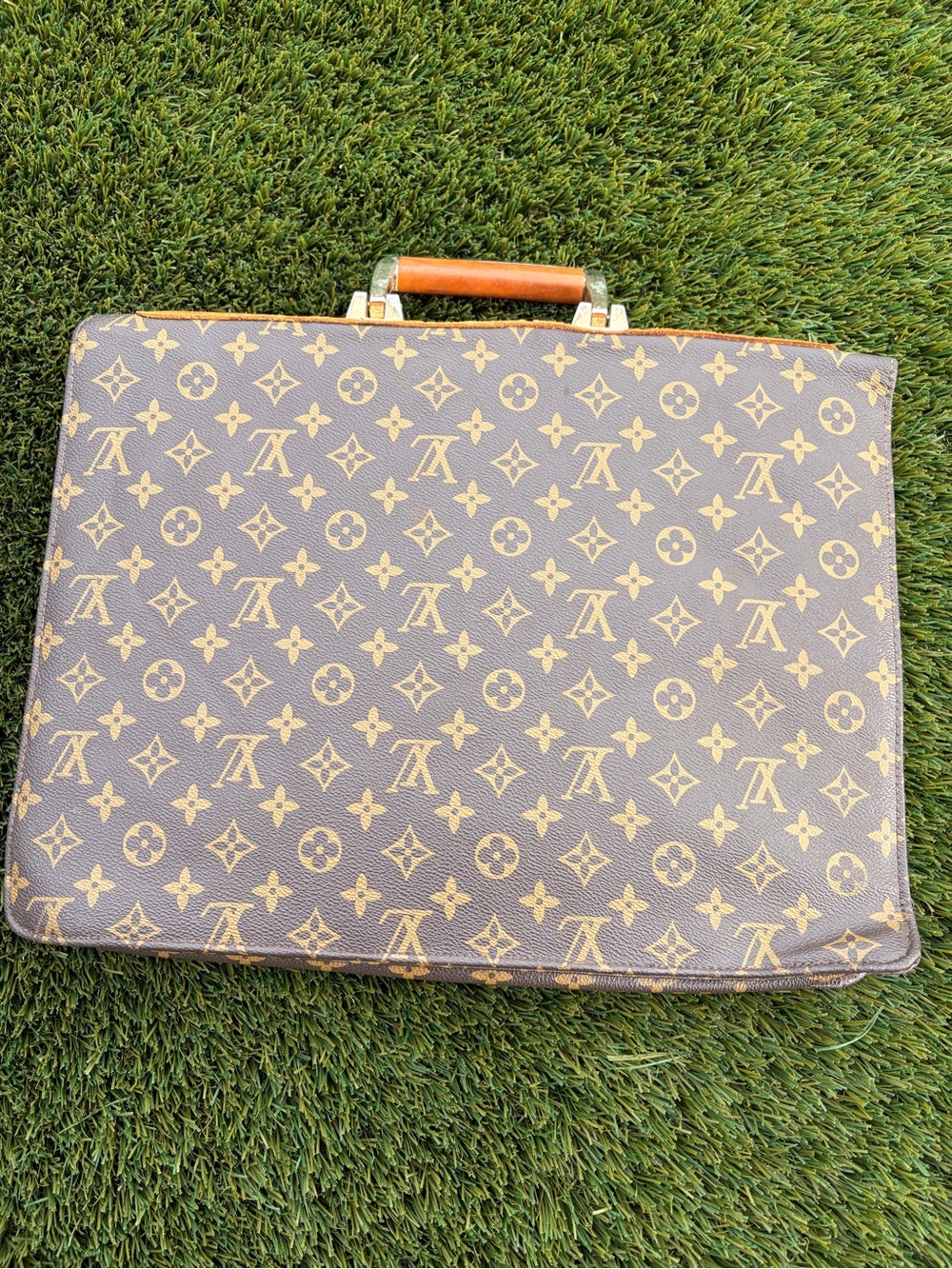 LV Brown Monogram Briefcase with Tan Leather Trim - Picture 11 of 16